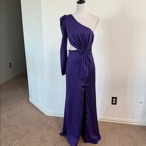 Mac Duggal One-Shoulder Purple Gown